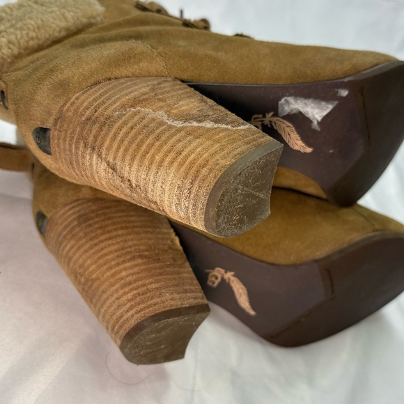 UGG Analise Lace Up Booties Women’s 10 Chestnut Brown Heeled Sheepskin Lined - Picture 8 of 13